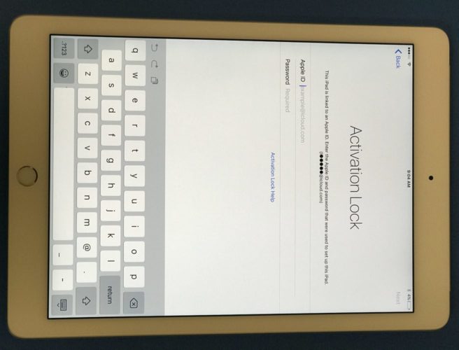 icloud lock screen on ipad air 2