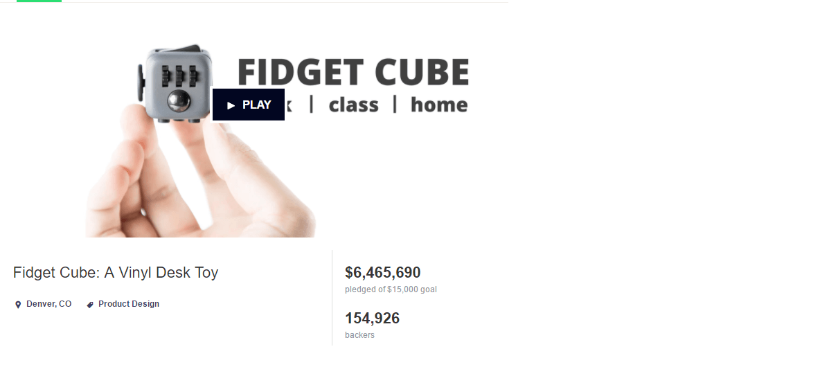 fidget cube crowd funding on kickstarter