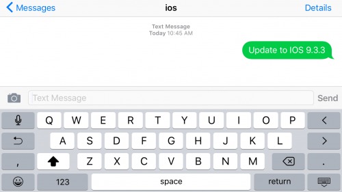 picture of text message from ios 9.3.3