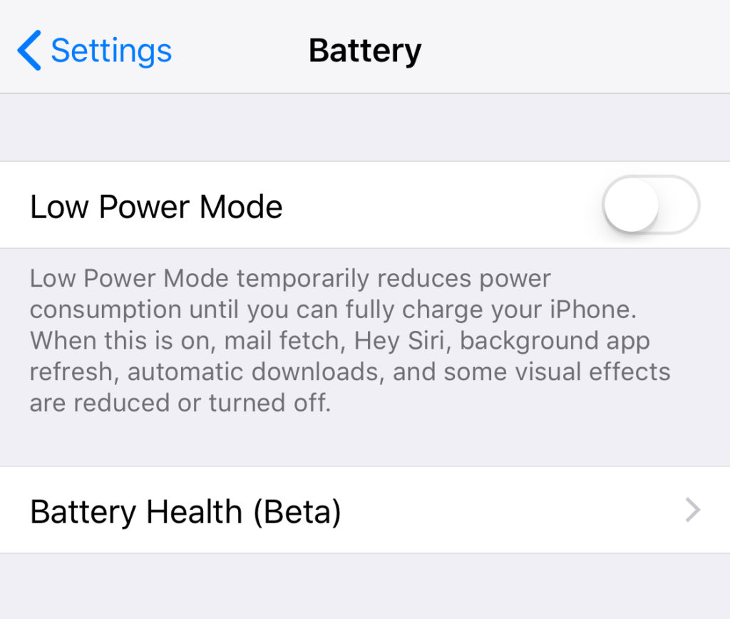 IOS iPhone battery meter