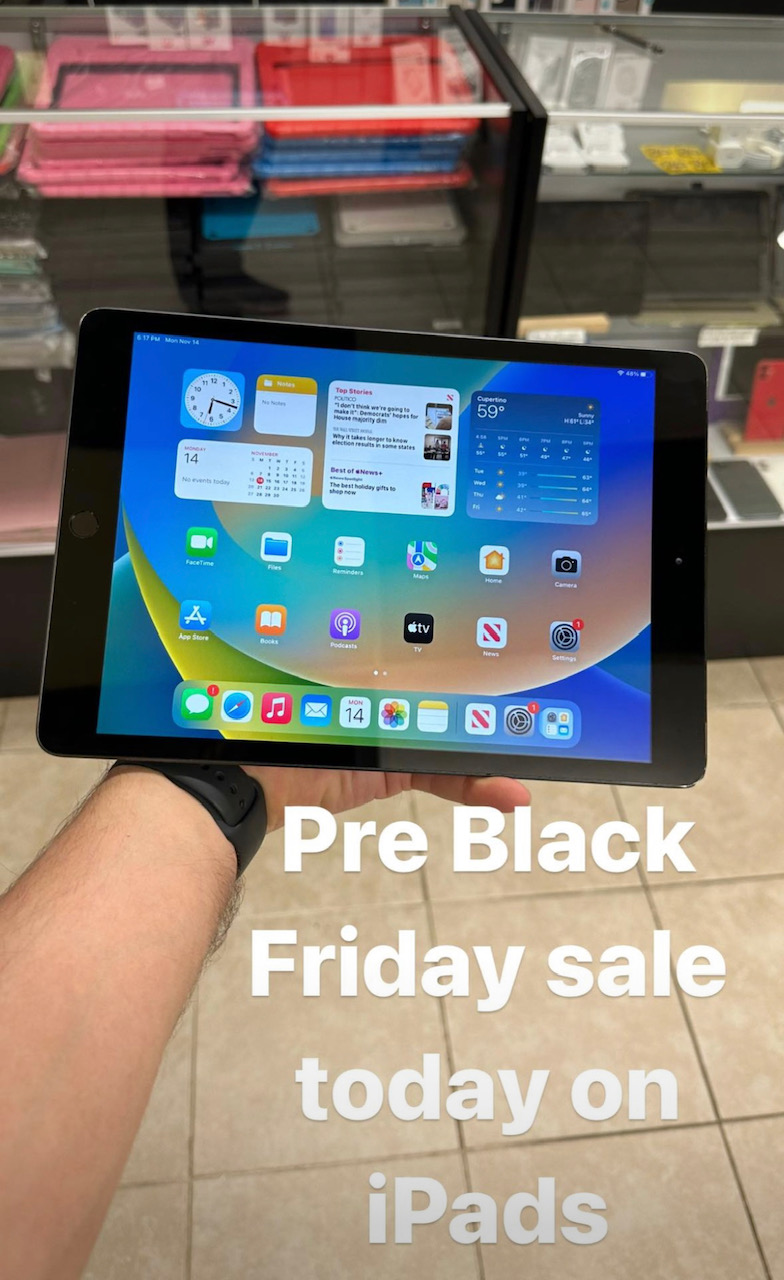 Pre Black Friday sale on iPads! Want to get the special love one an iPads? This week we offering $50 off